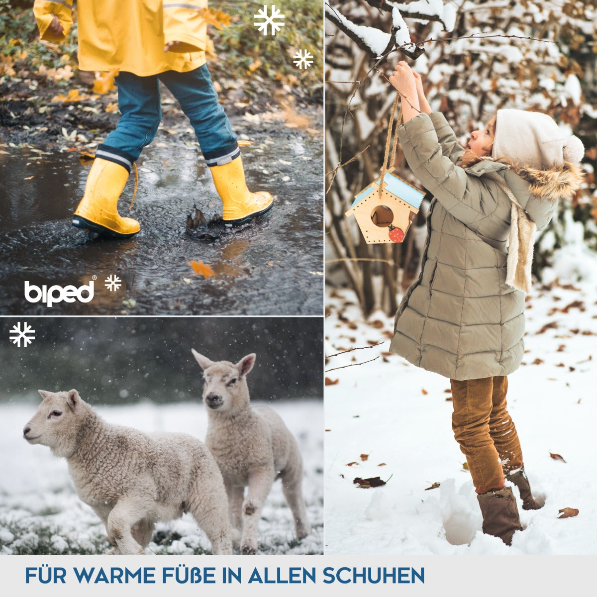 biped 2 Paar Kinder Lammwoll Einlegesohlen, extra dick z1021