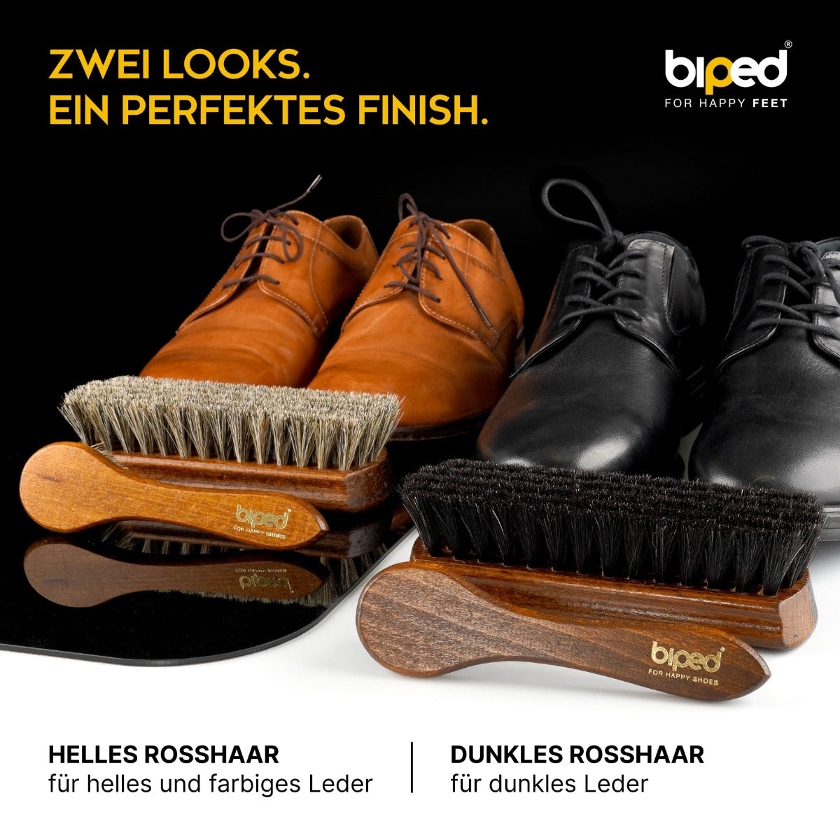 biped 4-teiliges Schuhbürsten Set Classic Edition - Rosshaarbürsten in Geschenkbox z2487
