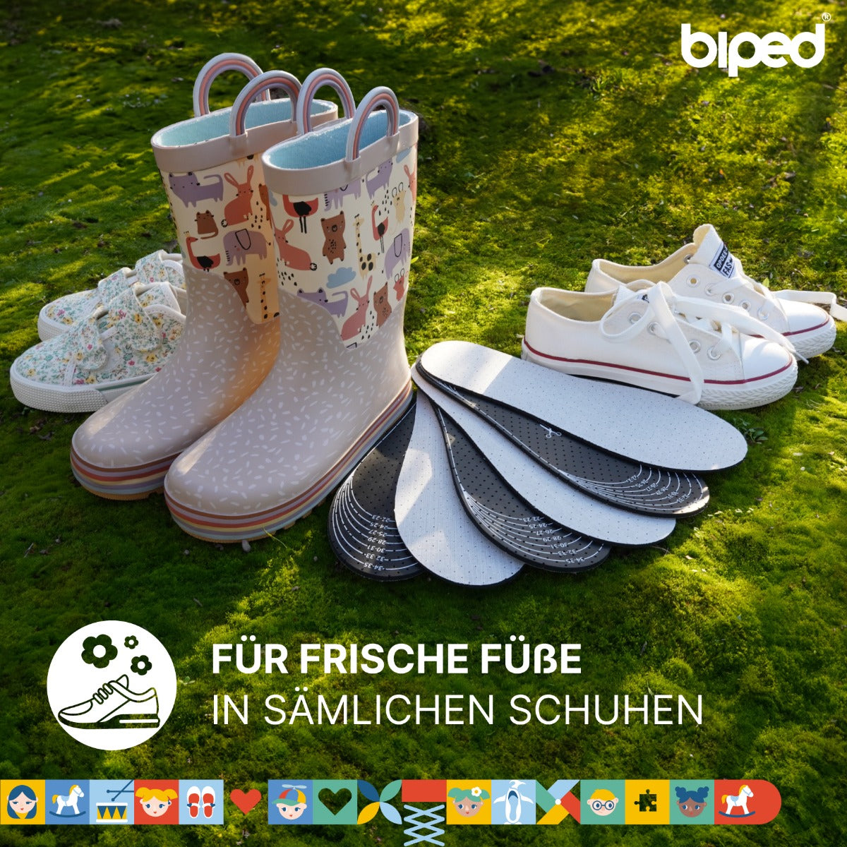 biped 3 Paar Kinder Aktivkohle Latex Einlegesohlen - zuschneidbar z2726
