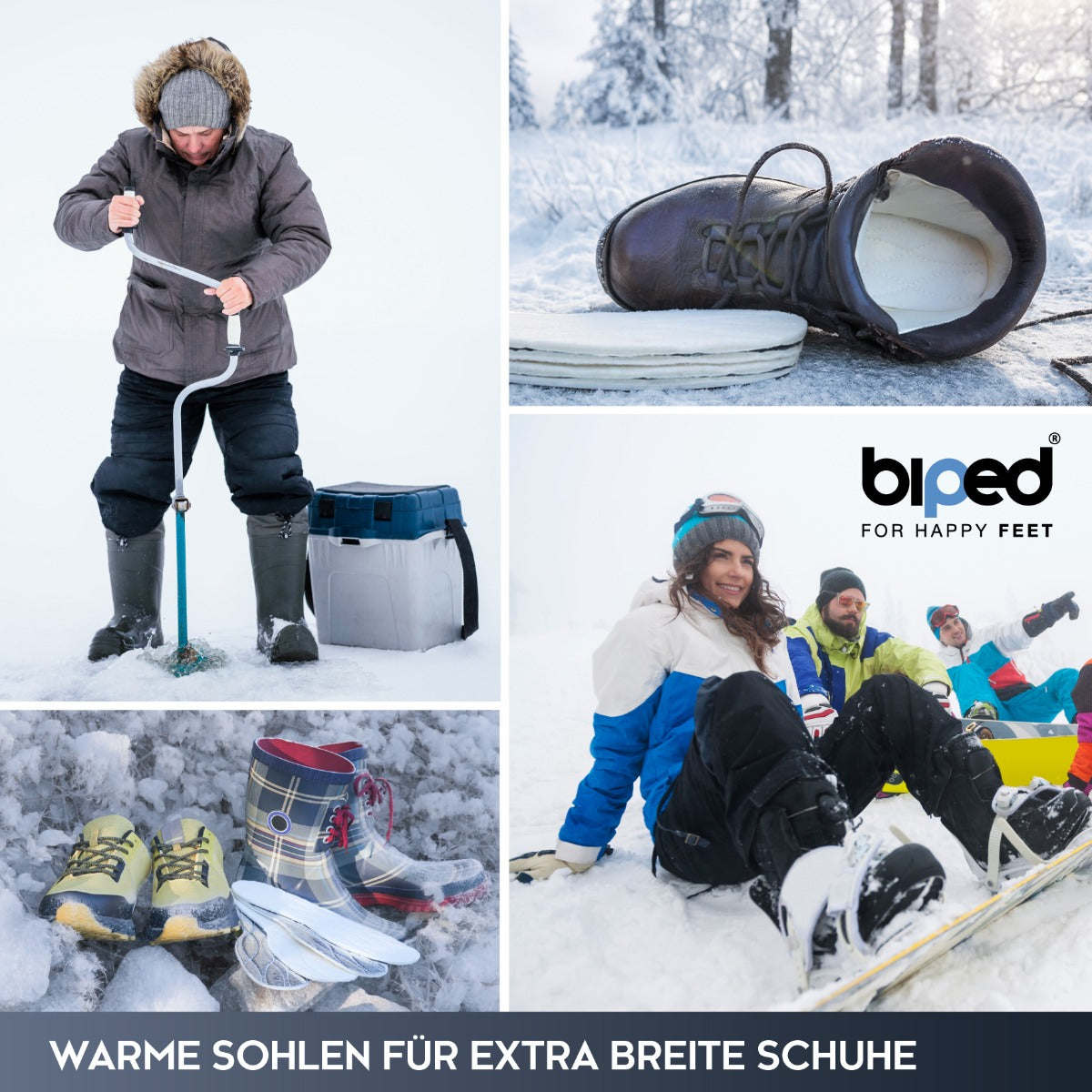 biped 2 Paar extra breite Thermosohlen mit Lammwolle z2735