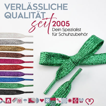 biped LACES 2 Paar Glitzer Schnürsenkel flach 8 mm z2919