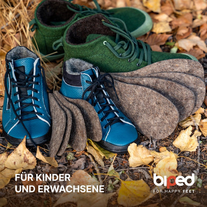 biped minimal sole ZUBIRI - 2 Paar Wollfilz Einlegesohlen - spezielle Form für Barfußschuhe