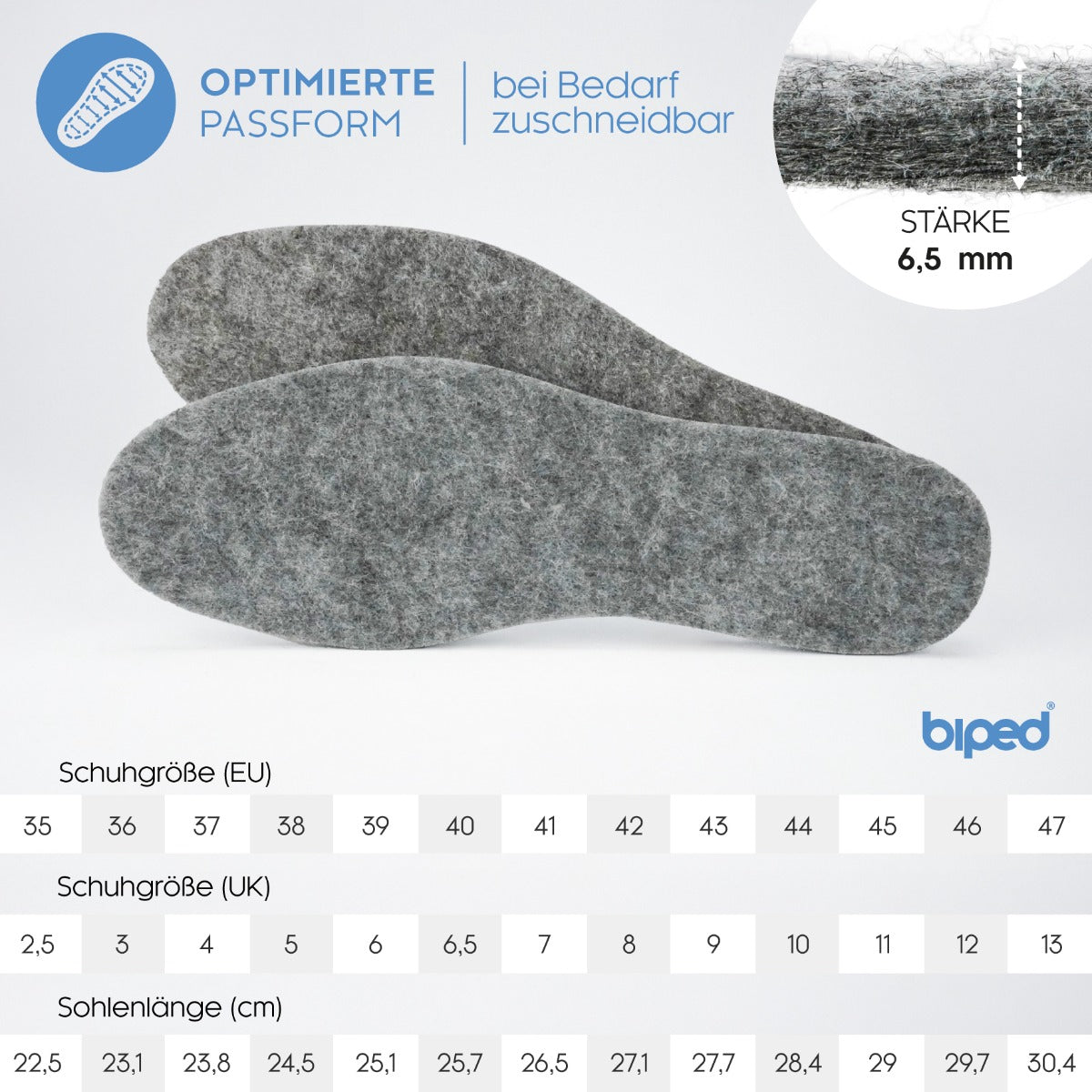 biped 3 Paar extra dicke Filzsohlen z1014