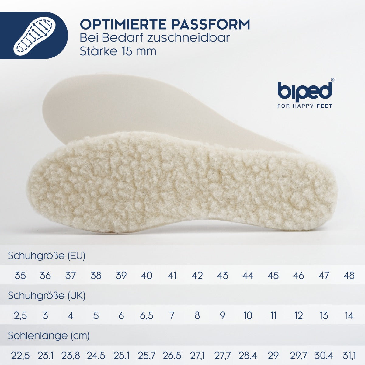 biped 2 Paar extra dicke Lammwoll Sohlen z1015