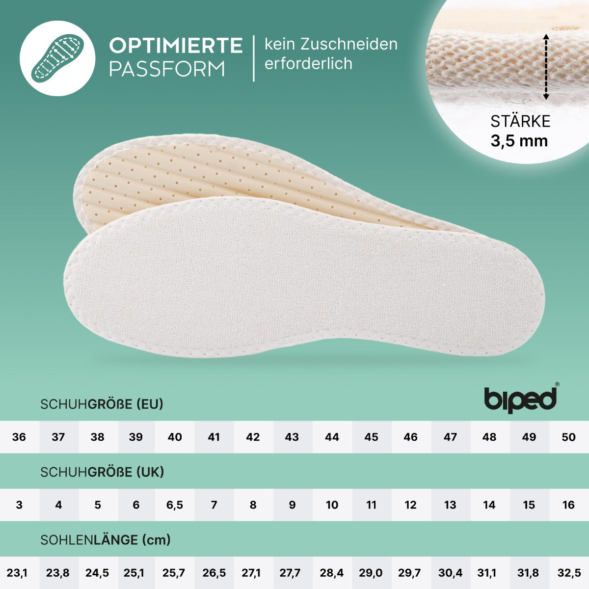 biped 2 Paar Baumwoll-Frotteesohlen z1016