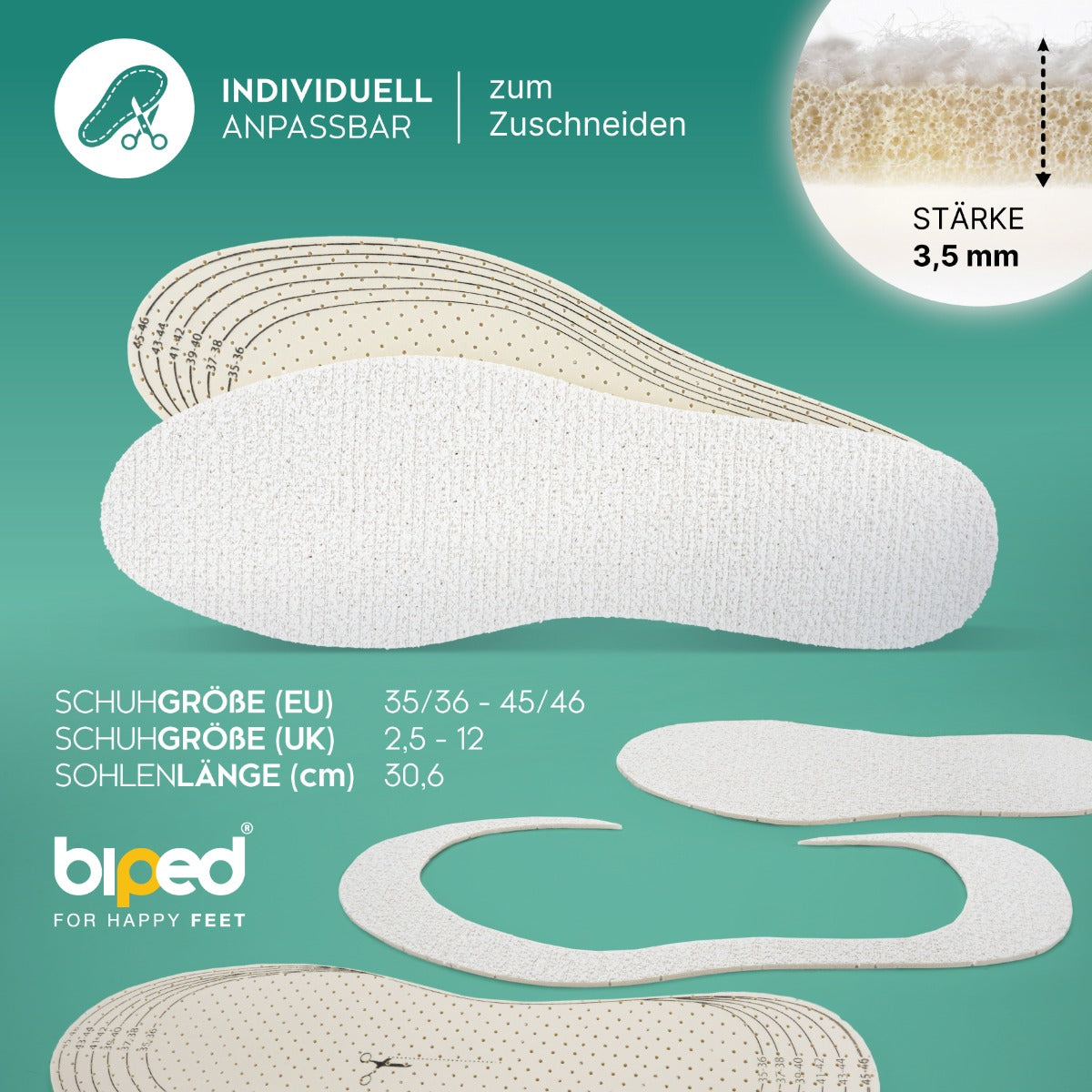 biped 3 Paar Frotteesohlen zum Zuschneiden - Ideal zum Barfußtragen z2028