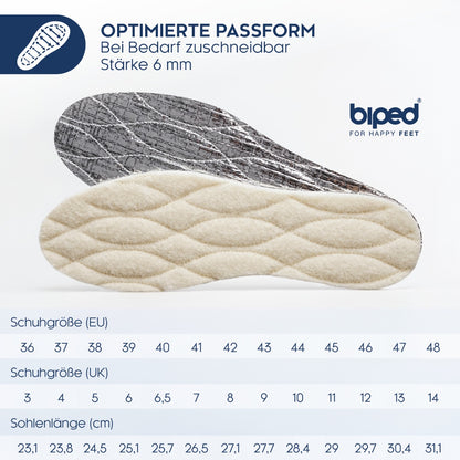 biped 2 Paar Thermosohlen mit Lammwolle und Aluminium Unterseite z2391