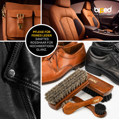 biped 4-teiliges Schuhbürsten Set Classic Edition - Rosshaarbürsten in Geschenkbox z2487