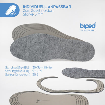 biped 2 Paar Filzsohlen zum Zuschneiden z2739