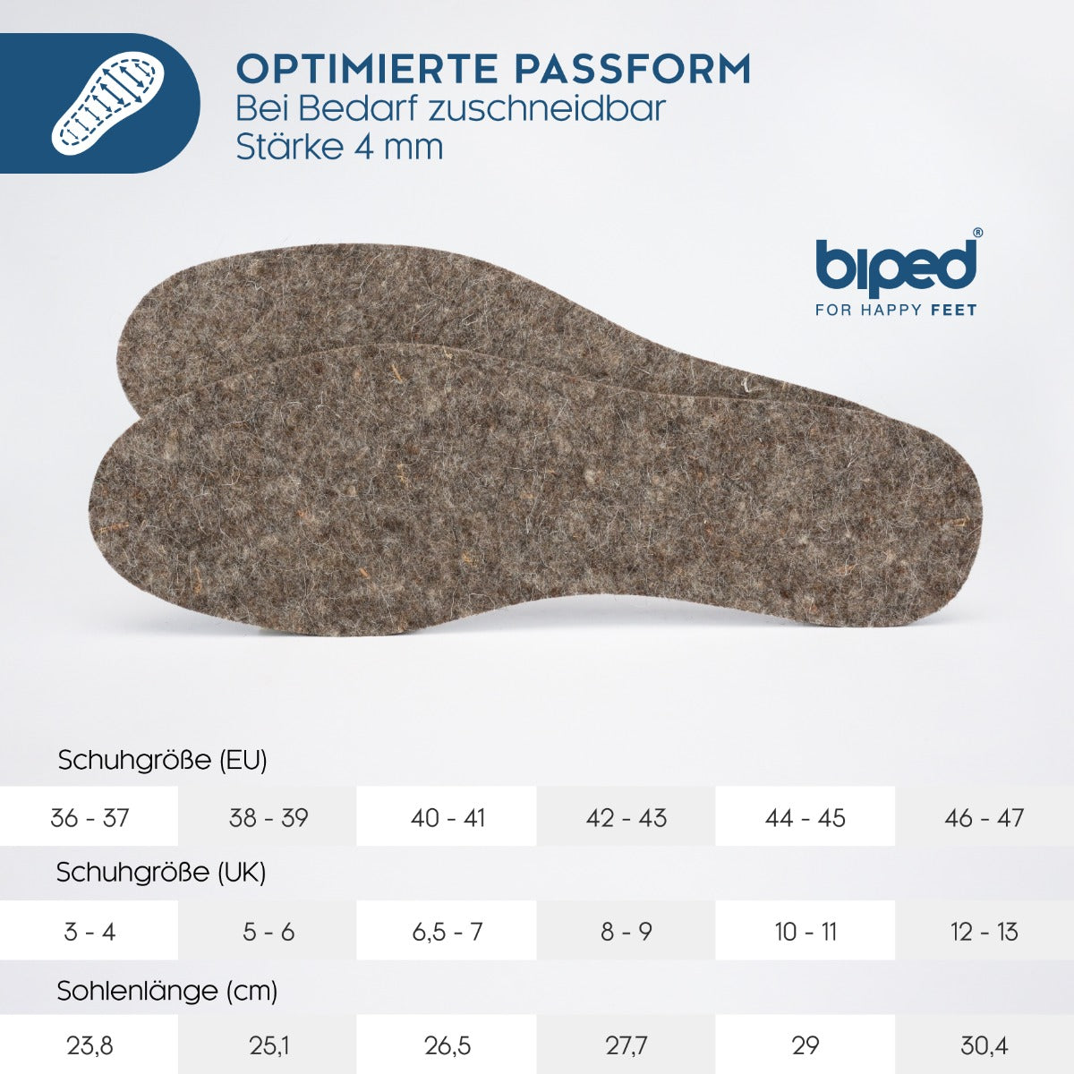 biped 2 Paar Wollfilz Einlegesohlen z2754