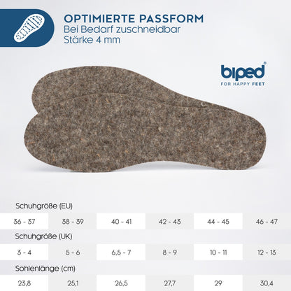 biped 2 Paar Wollfilz Einlegesohlen z2754