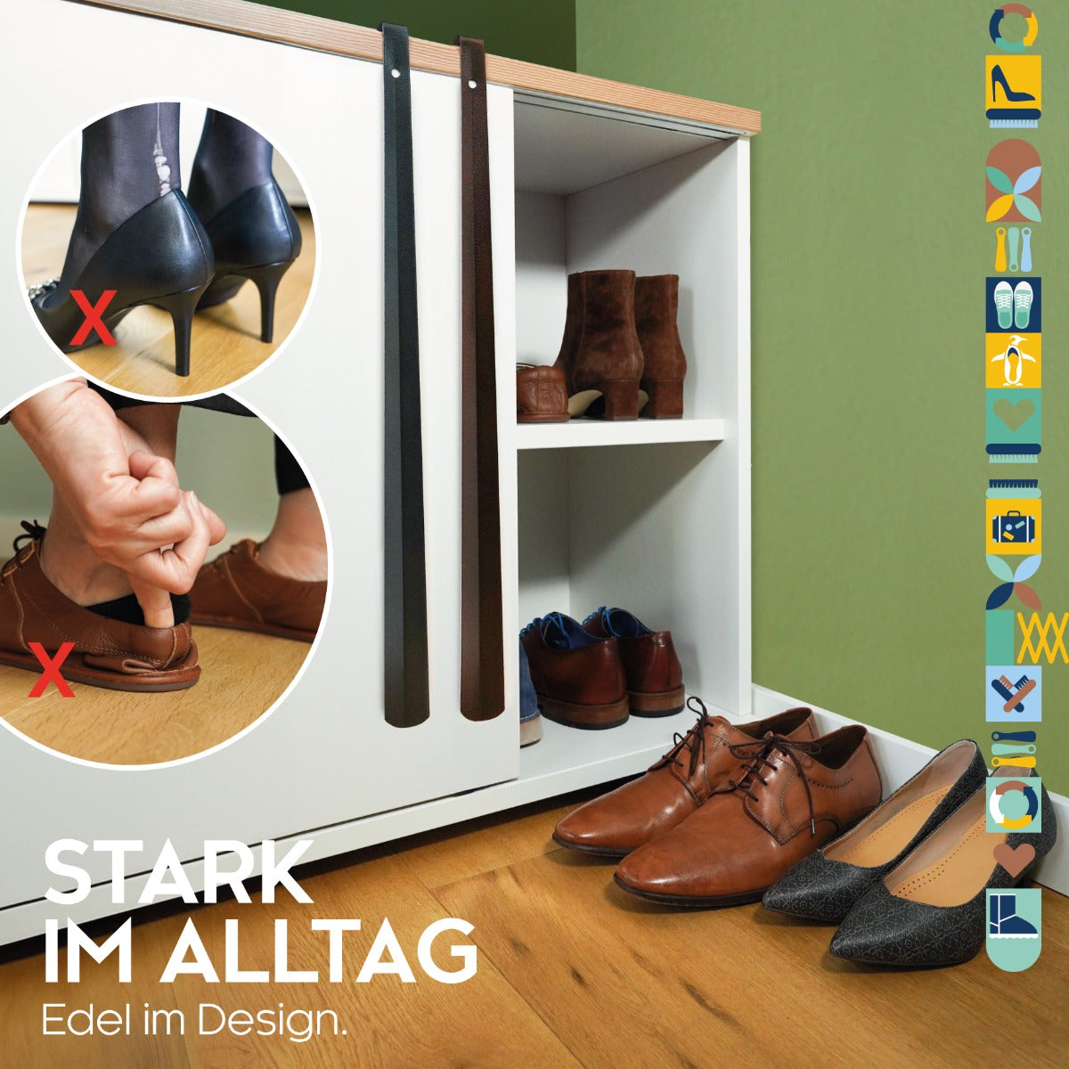 biped Metall Schuhlöffel 66 cm extra lang in Hammerschlag-Optik z2797