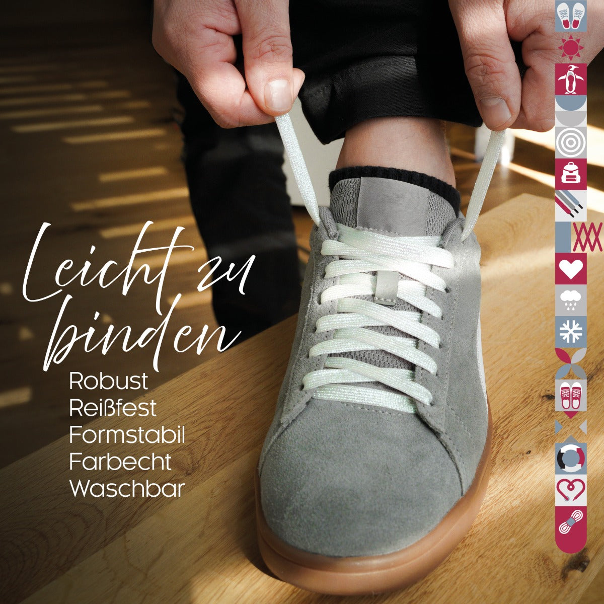 biped LACES 2 Paar Glitzer Schnürsenkel flach 8 mm z2919