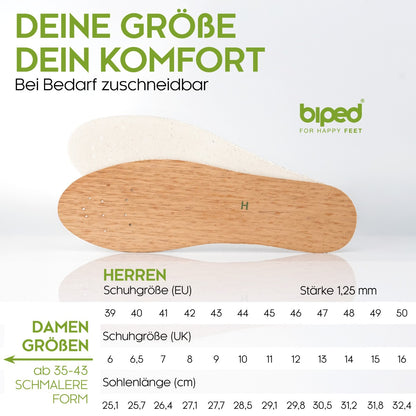 biped Zedernholz Schuheinlagen - Antibakterielle Einlegesohlen z2327