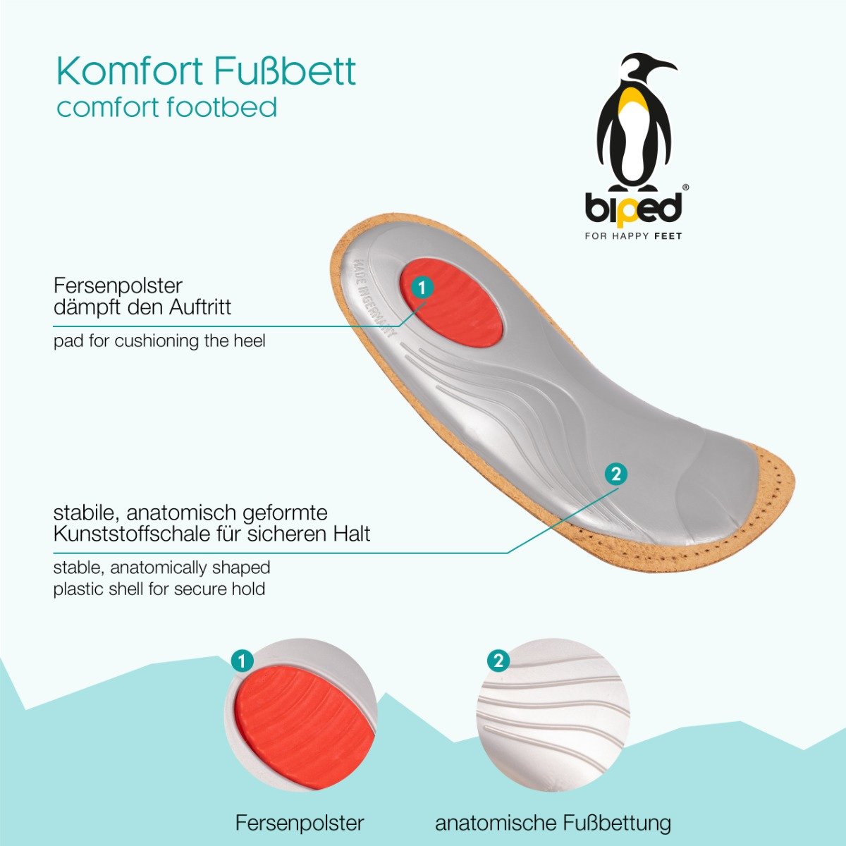 biped Premium Mini Fußbett 2/3 Mittelfußstütze z2225