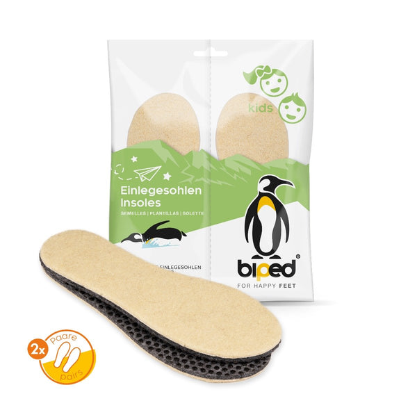 biped 2 Paar Kinder Einlegesohlen mit echtem Wollfilz und rutschsicherer Unterseite z2691