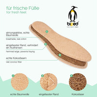 biped 2 Paar Barfußsohlen - Kokos Baumwoll Frotteesohlen z2783