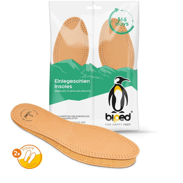 biped 2 Paar Premium Leder Einlegesohlen mit Kork Unterseite z2762