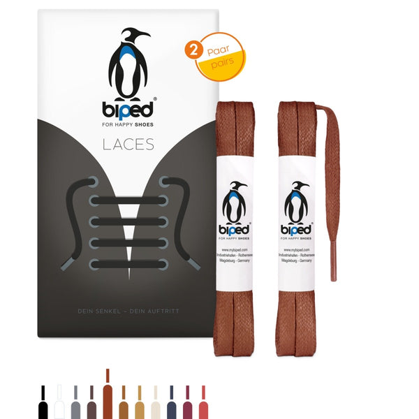 biped LACES 2 Paar gewachste Schnürsenkel aus Baumwolle flach 7 mm z2916