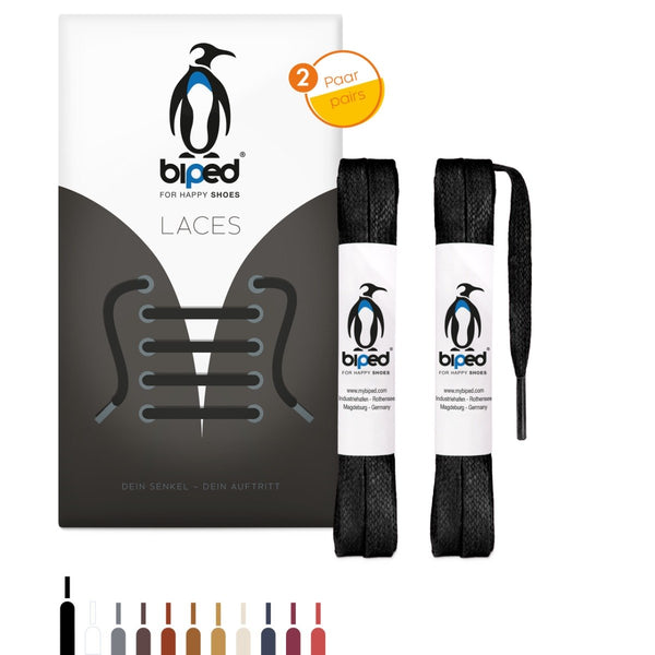 biped LACES 2 Paar gewachste Schnürsenkel aus Baumwolle flach 7 mm z2916