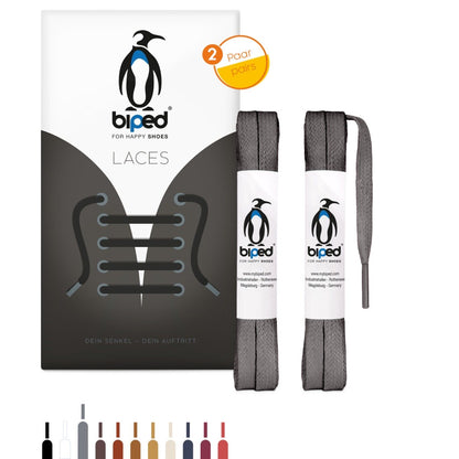 biped LACES 2 Paar gewachste Schnürsenkel aus Baumwolle flach 7 mm z2916
