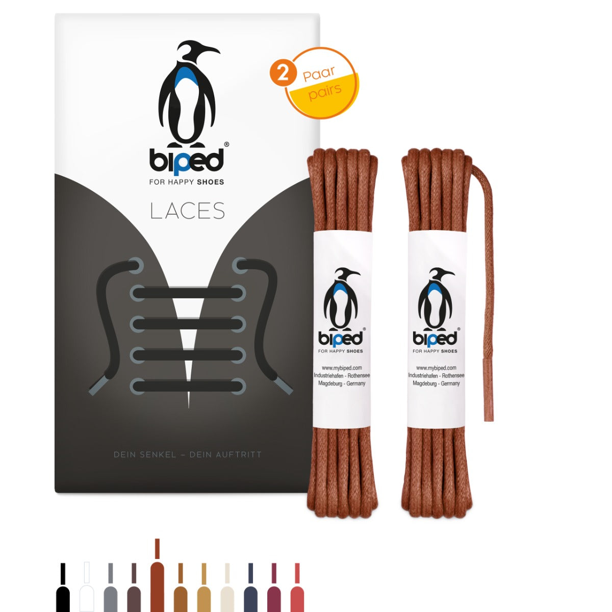 biped LACES 2 Paar gewachste Schnürsenkel aus Baumwolle rund ø 3 mm z2915