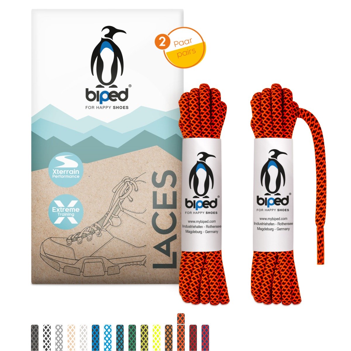 biped LACES 2 Paar bicolor Rope Schnürsenkel rund ø 4,5 mm extra robust z2918