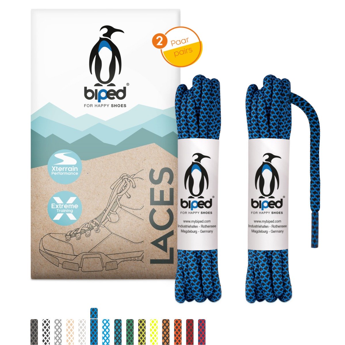 biped LACES 2 Paar bicolor Rope Schnürsenkel rund ø 4,5 mm extra robust z2918