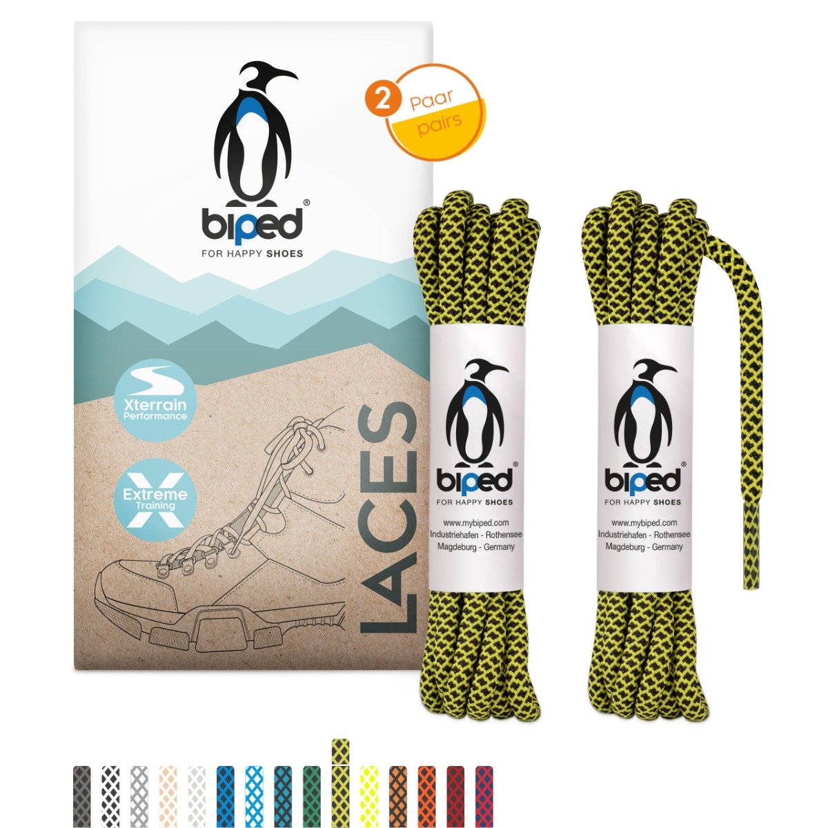 biped LACES 2 Paar bicolor Rope Schnürsenkel rund ø 4,5 mm extra robust z2918
