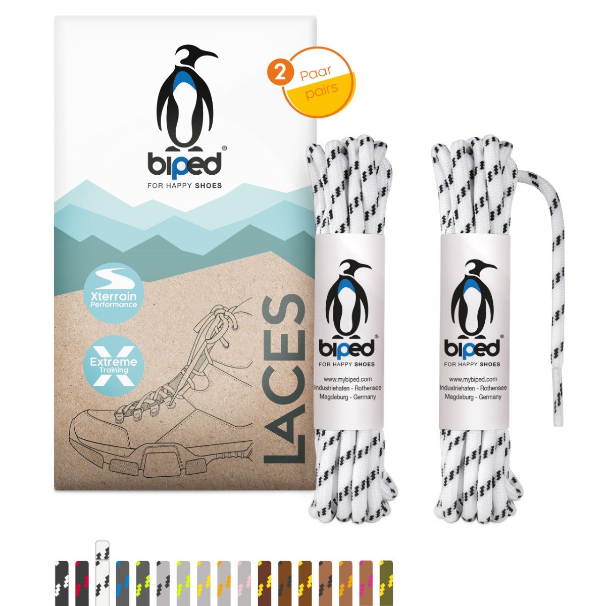 biped LACES 2 Paar Wanderschuh Schnürsenkel rund ø 4 mm extra robust z2917