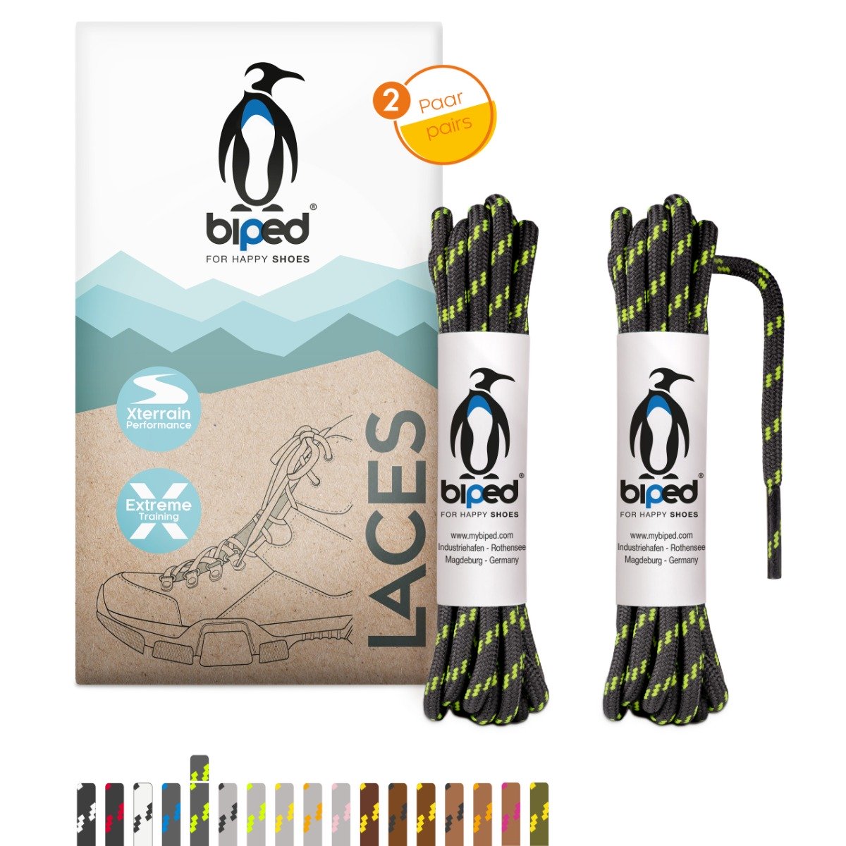 biped LACES 2 Paar Wanderschuh Schnürsenkel rund ø 4 mm extra robust z2917