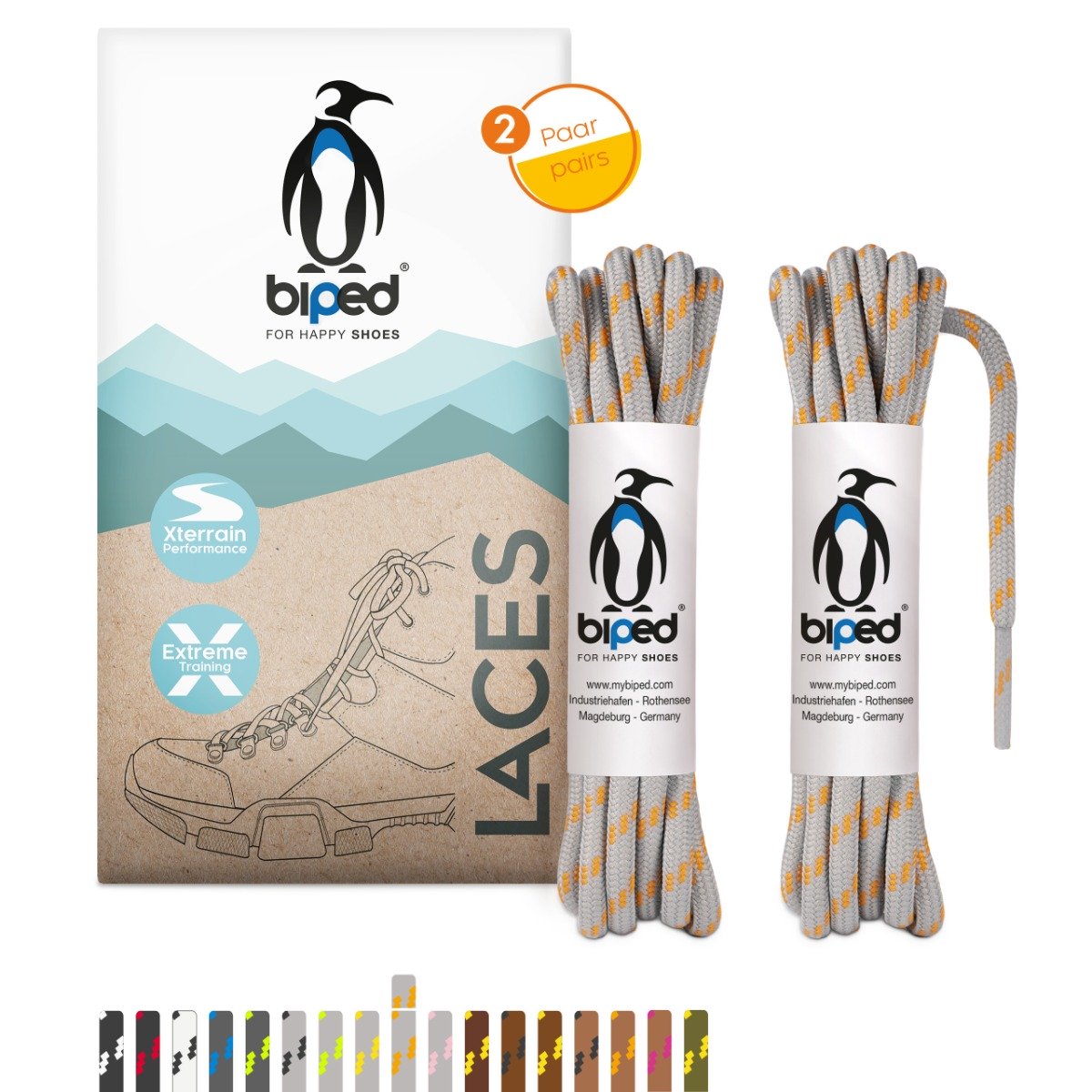 biped LACES 2 Paar Wanderschuh Schnürsenkel rund ø 4 mm extra robust z2917