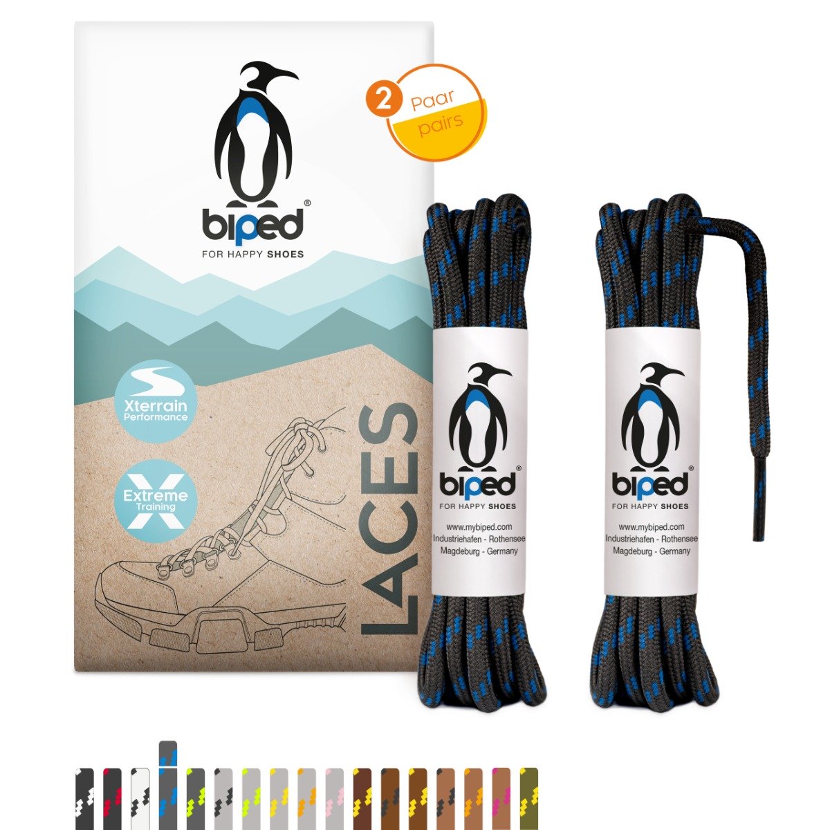 biped LACES 2 Paar Wanderschuh Schnürsenkel rund ø 4 mm extra robust z2917
