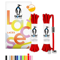 biped LACES 2 Paar Schnürsenkel ohne Binden mit Metallkapsel Drehverschluss oval 4,5 mm z2911