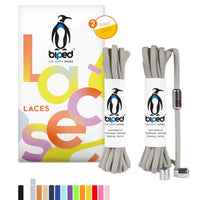 biped LACES 2 Paar Schnürsenkel ohne Binden mit Metallkapsel Drehverschluss oval 4,5 mm z2911