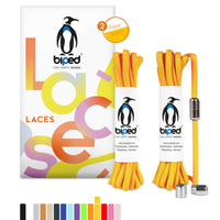 biped LACES 2 Paar Schnürsenkel ohne Binden mit Metallkapsel Drehverschluss oval 4,5 mm z2911