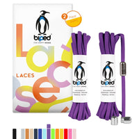 biped LACES 2 Paar Schnürsenkel ohne Binden mit Metallkapsel Drehverschluss oval 4,5 mm z2911