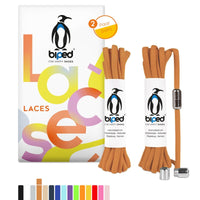 biped LACES 2 Paar Schnürsenkel ohne Binden mit Metallkapsel Drehverschluss oval 4,5 mm z2911