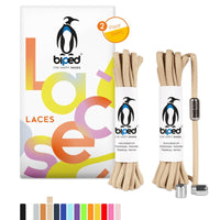 biped LACES 2 Paar Schnürsenkel ohne Binden mit Metallkapsel Drehverschluss oval 4,5 mm z2911