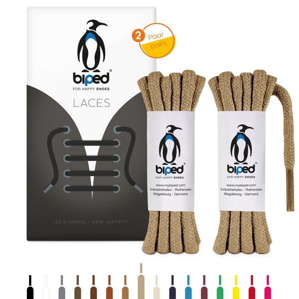 biped LACES 2 Paar dicke runde Schnürsenkel aus Baumwolle 5 mm z2902