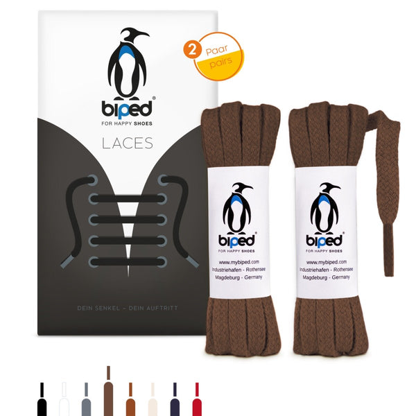 biped LACES 2 Paar flache Schnürsenkel aus Baumwolle 7 mm breit z2904