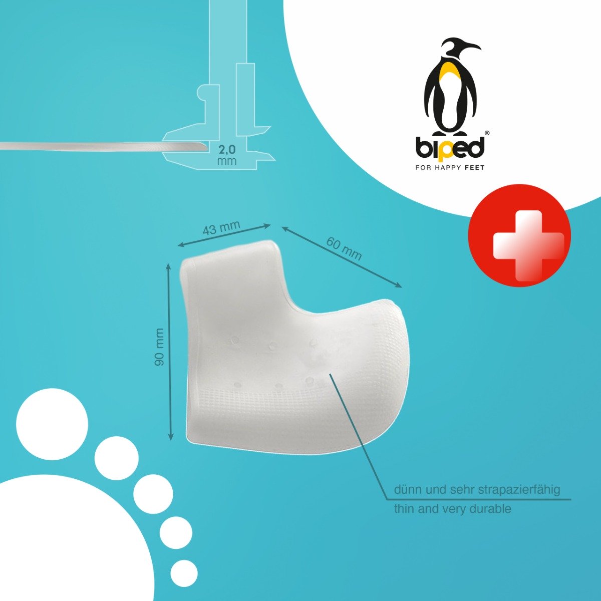 biped HEALTH 2 Paar Gel Fersenpolster Socken z2800
